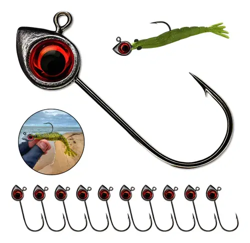 Kit 10 Jig Heads com Olho 3D para pesca com soft baits