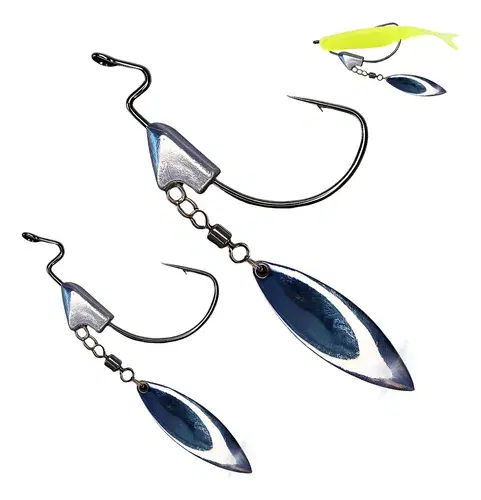 Kit 2 anzóis offset underspin com colher giratória