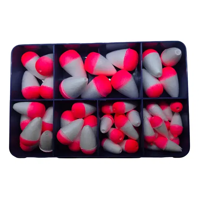 Genérica Kit Premium 50 Boias Isopor + Estojo Organizador