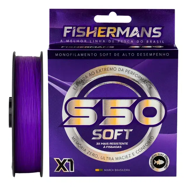 Carretel de linha monofilamento Fishermans S50 Soft X1 300m roxa