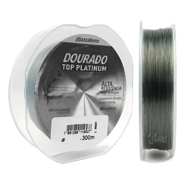 Carretel de linha monofilamento Mazzaferro Dourado Top Platinum cor prata