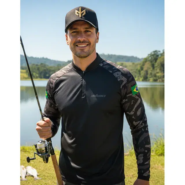 Camisa de pesca camuflada com proteção UV50