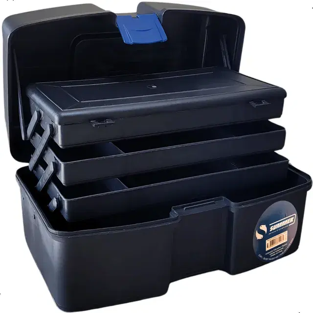 Maleta de pesca Summer com 3 bandejas articuladas preta