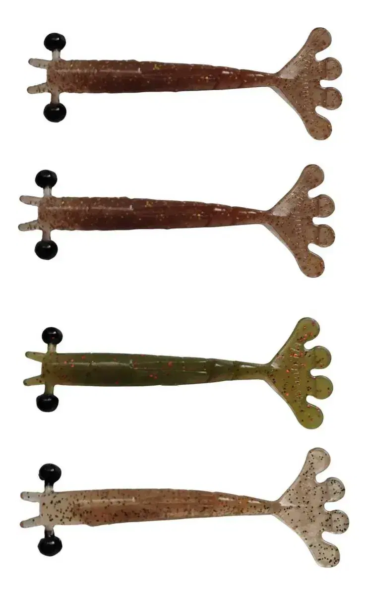 Kit 4 Iscas Camarão Soft Cavado Chumbada Oficial para anzol offset